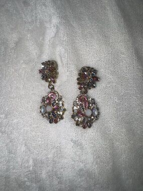 Pink and White flower earrings